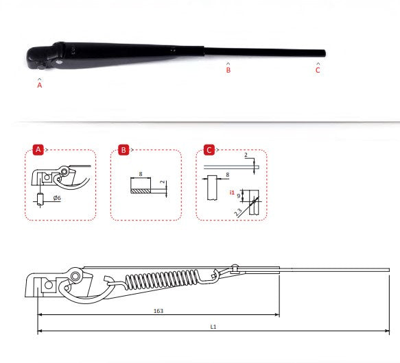 Single Arm 450 mm Universal to suit 6mm shaft 1200601GAR4