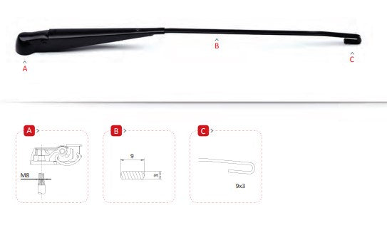 Single Arm 600mm Hook Fit 12DIN M8 with washer 1208935GAR4