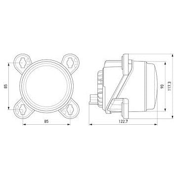 LED Headlamp 90mm Low Beam 12/24V 1M0 015-050-011