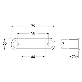 LED Front End Outline Marker Recess Mount White 12/24V 2055-Bulk/2PF 959.590-547