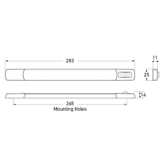 LED Interior/Exterior Strip Lamp with Switch - Surface Mount 12V 2652-SW/2JA 958.123-021