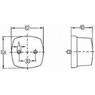 Marker Lamp Red/White Black Base Square 12 or 24V 2XS 005.639-002