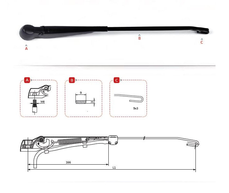 Single Arm 372mm Hook Fit 10DIN M8 1206513GAR4