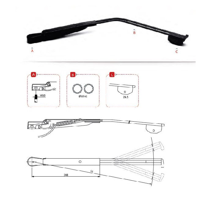 Single Arm 675mm 26.5mm saddle 12DIN L/H 1206712GAI4