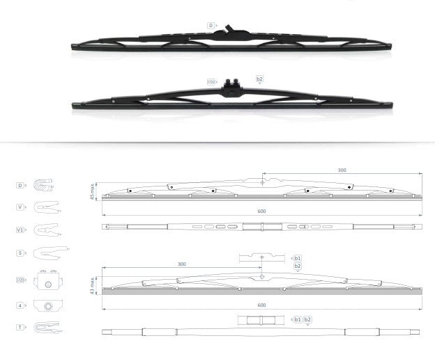 Wiper Blade 600mm to suit 16.5mm Saddle (Rail) 1362060GA04