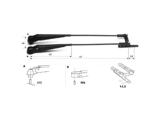 Pantograph Arm 500mm 8DIN M8 slave 1210226GA04