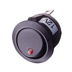 Rocker Switch Off-On Round, Red LED - 12 Volt Pilot 4448/6EH 905.357-042