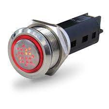 Warning Alarm >80dB Stainless Steel with Red LED Ring - 12V 8HG 958.456-001