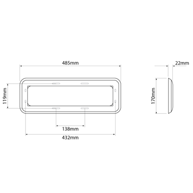 LED Internal Cool White Surface Mount 30" Lamp 10-24V ECLED30
