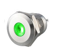 LED Pilot Lamp Pre Wired Vandal Resistant Green 12/24V 12mm P12P-CG