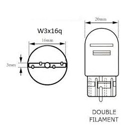 Bulb T20 Wedge W3x16q 12V 21/5w Red 05-001