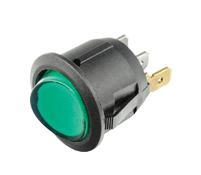 Rocker Switch LED Round Off/On Green 12-24V 23mm RR12G