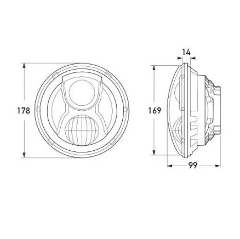 Headlamp LED 178mm High/Low/Position/DRL 12/24V 1058LED/1L6 958.307-011