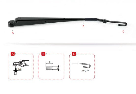 Wiper Arm  700mm Hook Fit 10DIN M8 with washer L/H 1251602GAI4
