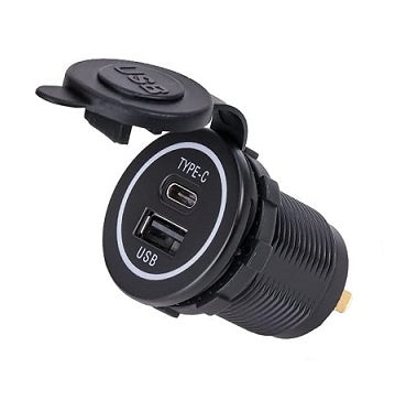 Socket Recess Mount USB Charger 3A/Type C 12/24V 17-476