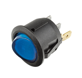 RR12B Round Rocker Switch  Off/On LED Blue 12-24V
