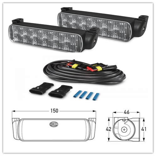 LED Safety DayLights™ Kit - Rectangular 9-33V 5617-OE/2PT 980.670-812