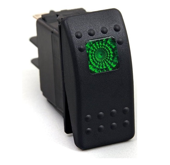 Rocker Switch 12/24V Green LED 32-178