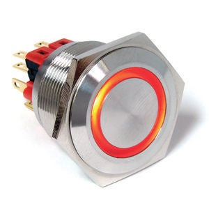 L16-RR Push Button Switch Momentary Red Ring Illumination Vandal Resistant 12-24v