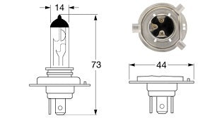 Bulb  H4 Halogen P43T 12V 100/90W - XD12100/90/8GJ 002.525-206