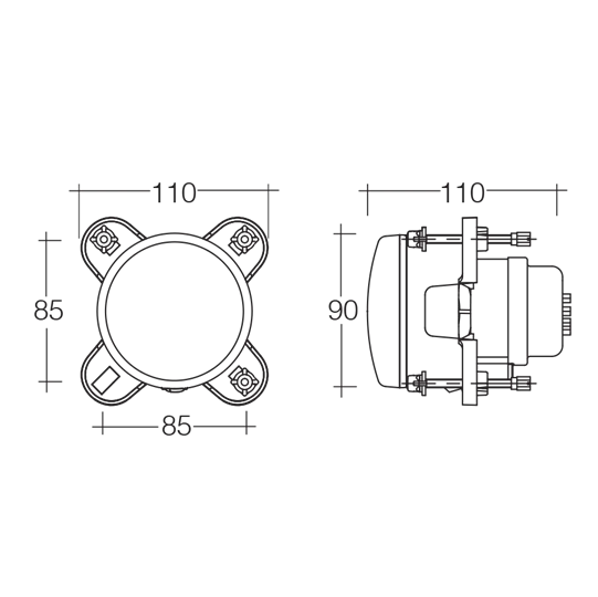 Headlamp 90mm 12V H7 High Beam with Park Light 71982