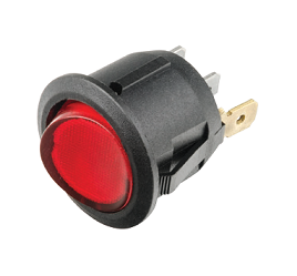 RR12R Round Rocker Switch Off/On LED Red 12-24V