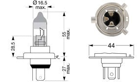 Bulb H4 Halogen P43T 12V 60/55W + 100% Ultra Plus  - XD1260/55UP/8GJ 178.560-484