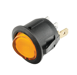 RR12A Round Rocker Switch Off/On LED Amber 12-24V