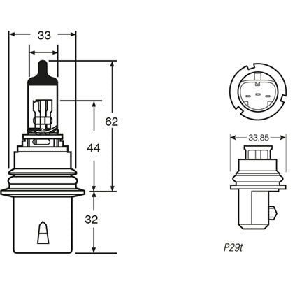 Bulb HB1 P29t Halogen 12V 65/45W  + 100% 9004100