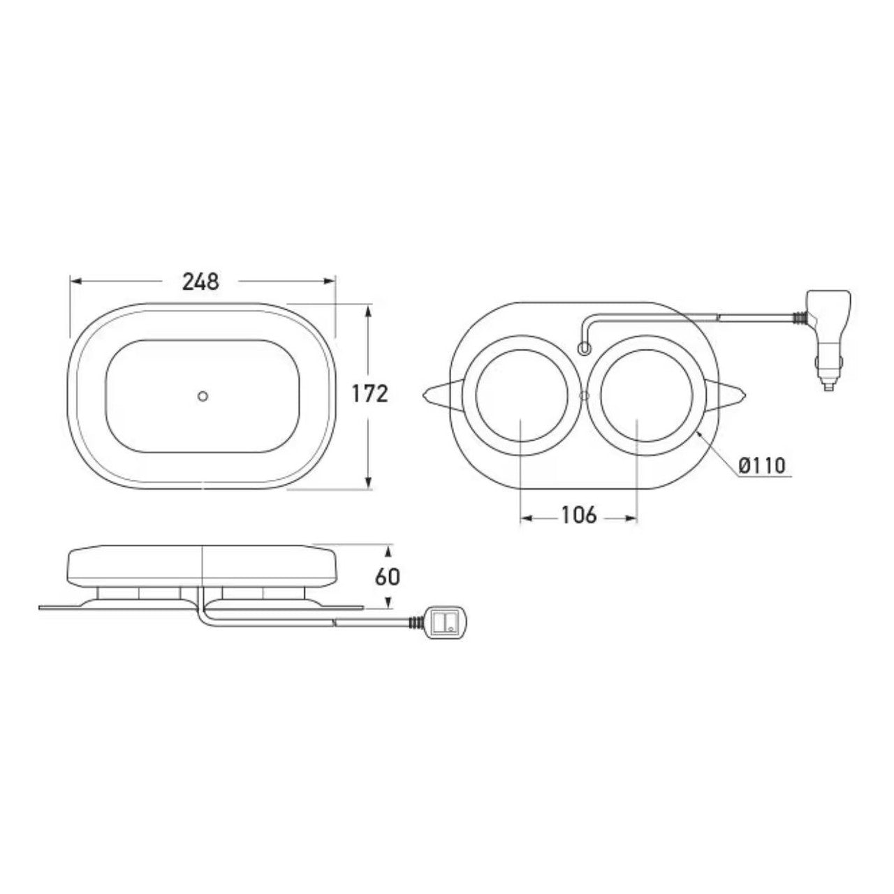 LED Micro Light Bar 100 - Clear Lens Magnetic MountMLB100MAG/2RL 958.308-031