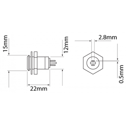 LED Pilot Lamp Vandal Resistant Amber 12/24V 12mm P12-CA