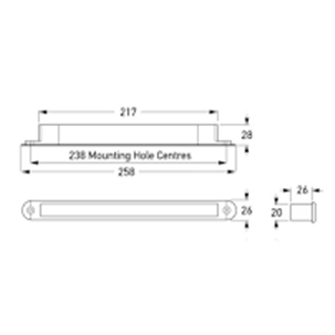 LED Rear Indicator Lamp Recess Mount 12V 2156-12V/2BA 959.075-501