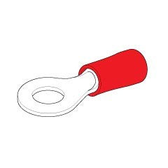 Insulated Eye Crimp Terminal - Red 6.3mm Pk 100  8542/8kw 980.303-023