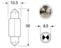 Bulb Festoon SV8.5-8 11x36mm  24V 5W - L245-Bulk/8GM 002.092-257