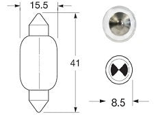 Bulb Festoon SV8.5-8 16x41mm 12V 21W  - K1221-Bulk/8GM 002.091-187